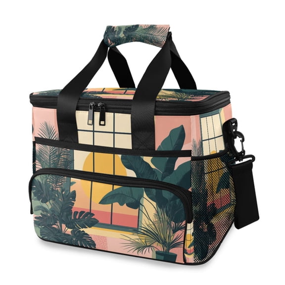 FORMRS Insulated Cooler Bag 24 Cans Capacity Soft Leakproof Lunch Box with Side Pockets, Pink Sunset