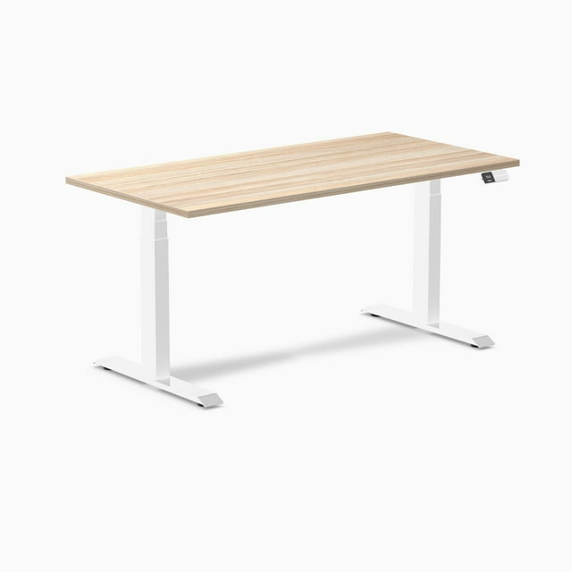 Desky Bureau Assis-Debout à Double Stratifié - Chêne Classique / 59,1 x 29,5 Pouces / Blanc
