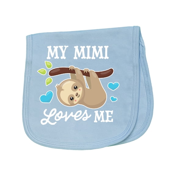 Inktastic My Mimi Loves Me with Sloth and Hearts Baby Burp Cloth