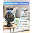 thumbnail image 2 of BRILLAR Ventilador de escritorio USB con pantalla LCD, mini ventilador con clip mejorado con 5 velocidades, rotación 720, ventilador de mesa recargable y silencioso, ventilador portátil par, 2 of 5