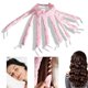 thumbnail image 1 of Rizadores de pelo sin calor con cinta de satén, diadema rizadora sin calor para rizos nocturnos y ondas largas, color rosa., 1 of 5