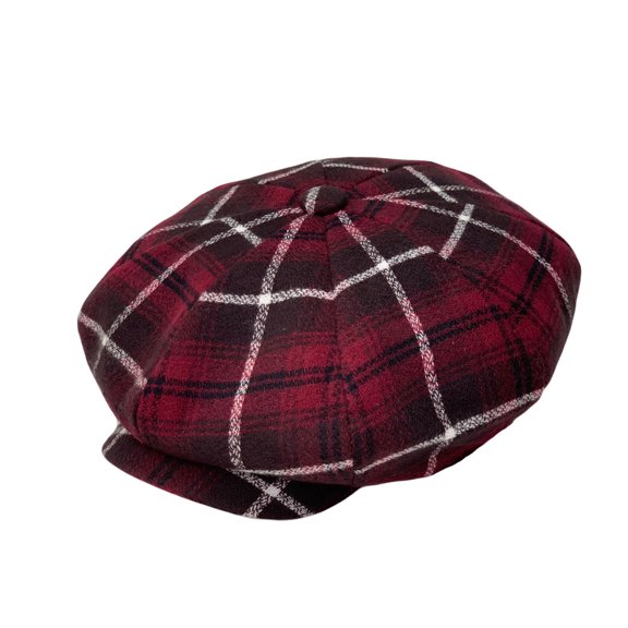 WITHMOONS Tartan Plaid Check Baker Boy Flat Cap Beret Simple Newsboy Hat LDG1462 (Wine)