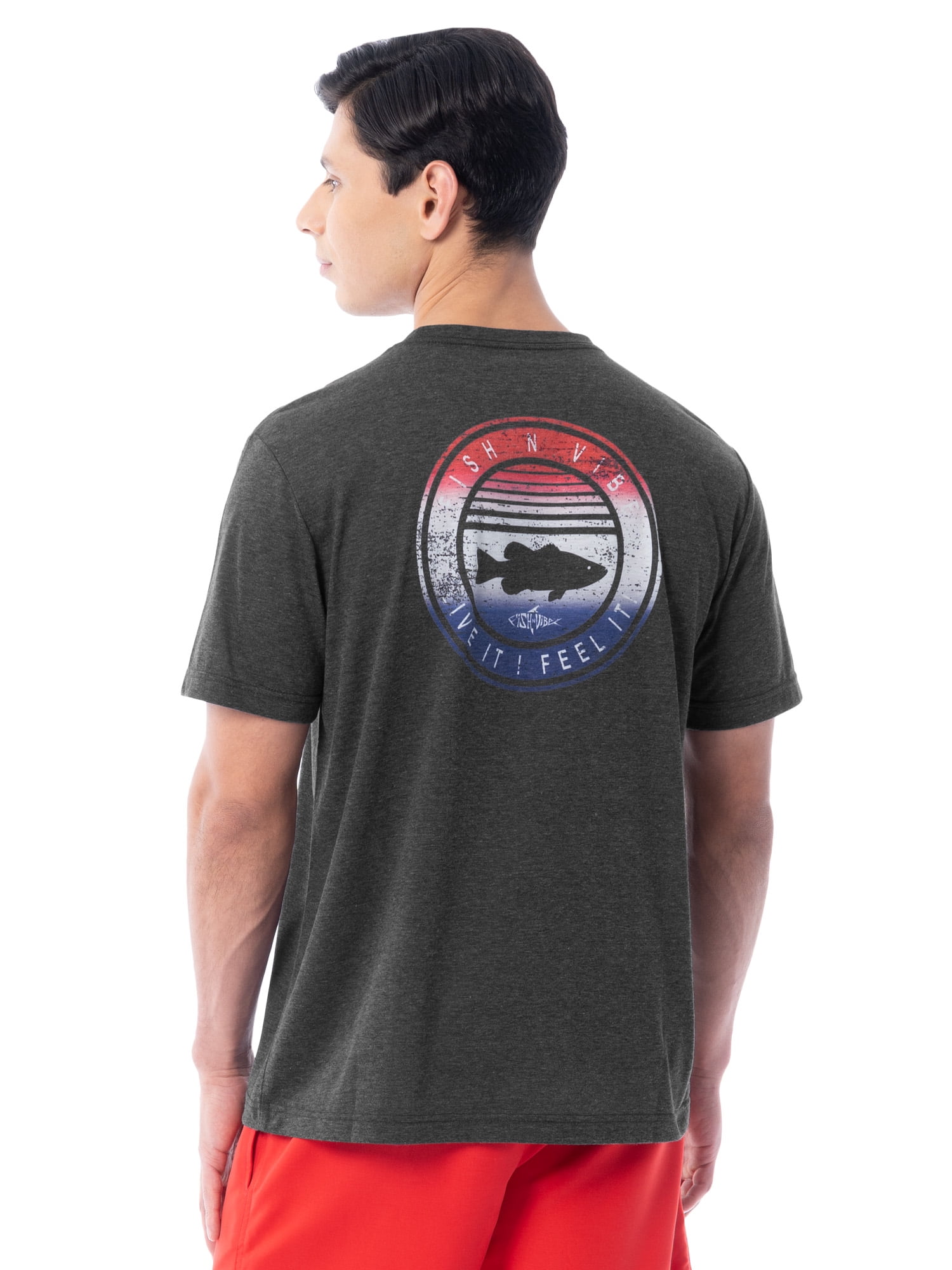 Fish N Vibe Men's Short Sleeve Fishing Performance Outdoor Graphic T-Shirt, Black, 2XL