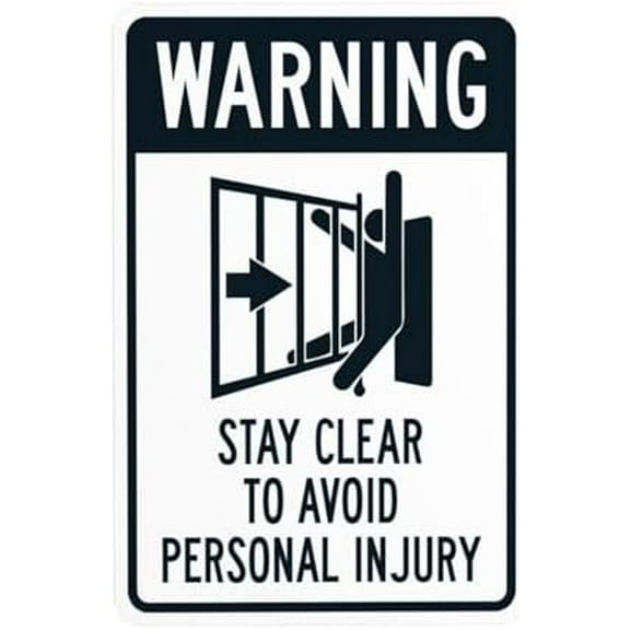 Warning Stay Clear To Avoid Personal Injury Warning Sign, Gate Metal Signs for Business Home Outdoor Indoor Road Yard Garage Street Wall Caution Custom Decor 8 x 12 Inch
