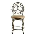 thumbnail image 5 of Linon Baila Big & Tall 24" High Back Indoor Round Metal Counter Stool with Swivel, Bronze/Beige Microfiber, 5 of 11