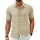 thumbnail image 1 of pstuiky Camisas de vestir de manga corta para hombre, Estilo Hombre Color Sólido Casual Ventilado Botones Sueltos Solapa Bolsillos Manga Corta camisas casuales para hombre s, 1 of 5