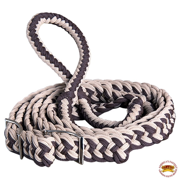 Hilason Braided Poly Barrel Racing Contest Flat Reins 1" X 8Ft Tan Brown