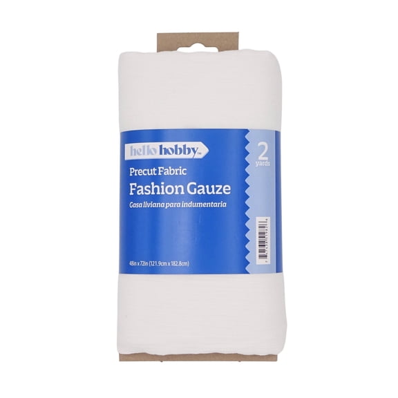 Hello Hobby 48” x 72” 100% cotton cotton gauze 2 yard precut fabric, White, 48" wide for sewing & crafting