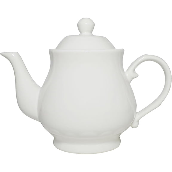 White Porcelain Teapot, Lotus Tea Pot Coffee Water Vintage Ceramic Gooseneck Kettle (26oz)