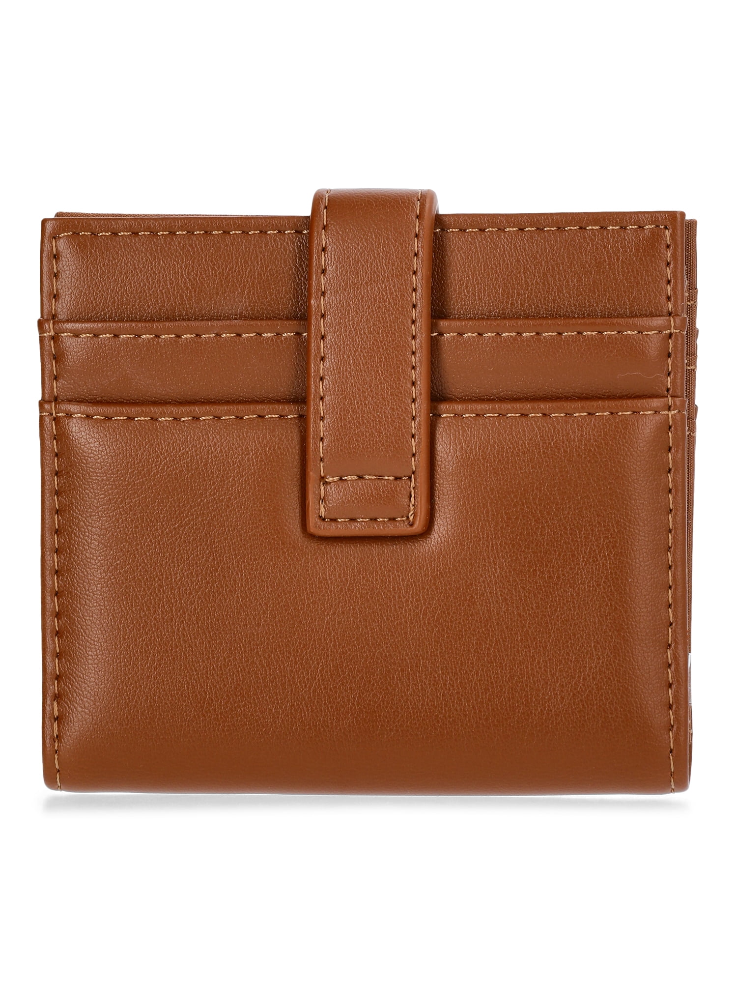 Time and Tru Women's Una Faux Leather Card Case Wallet, Cognac