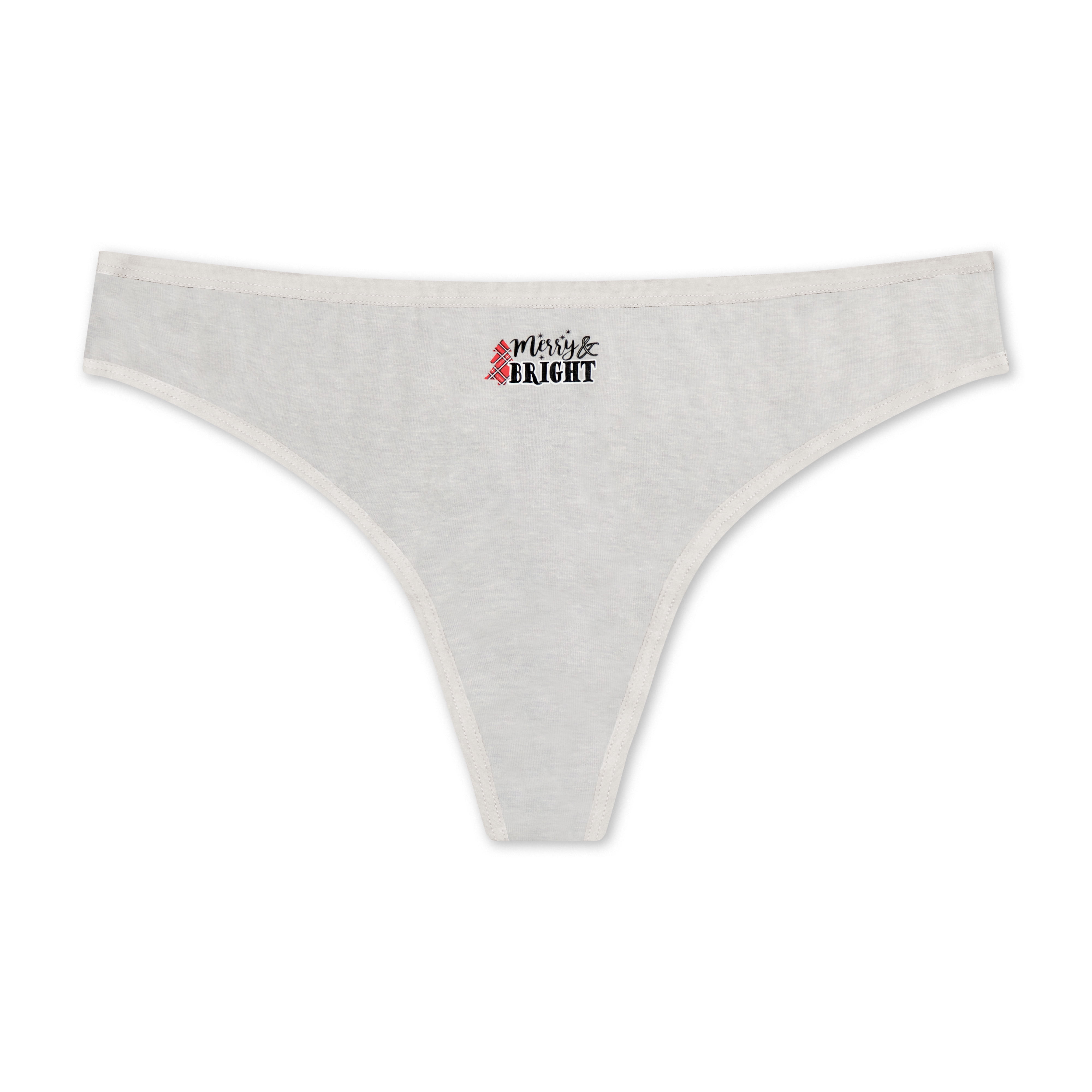 Holiday Time Women's Christmas Jersey Thong, Underwear 7 Pack, S-XXL