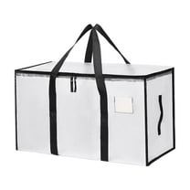 Hxlamzoo Heavy Duty Transparent Storage Bags with Reinforced Handles & Double Zipper - Extra Large Waterproof Organizer for Clothes, Quilts, Toys, Christmas Decor - Foldable Tote Bag