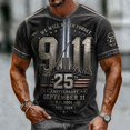 thumbnail image 5 of Xneal 911 25th Anniversary T-Shirt Short Sleeve Never Forget 911 Print Casual Black Shirts for Men Size S, 5 of 5