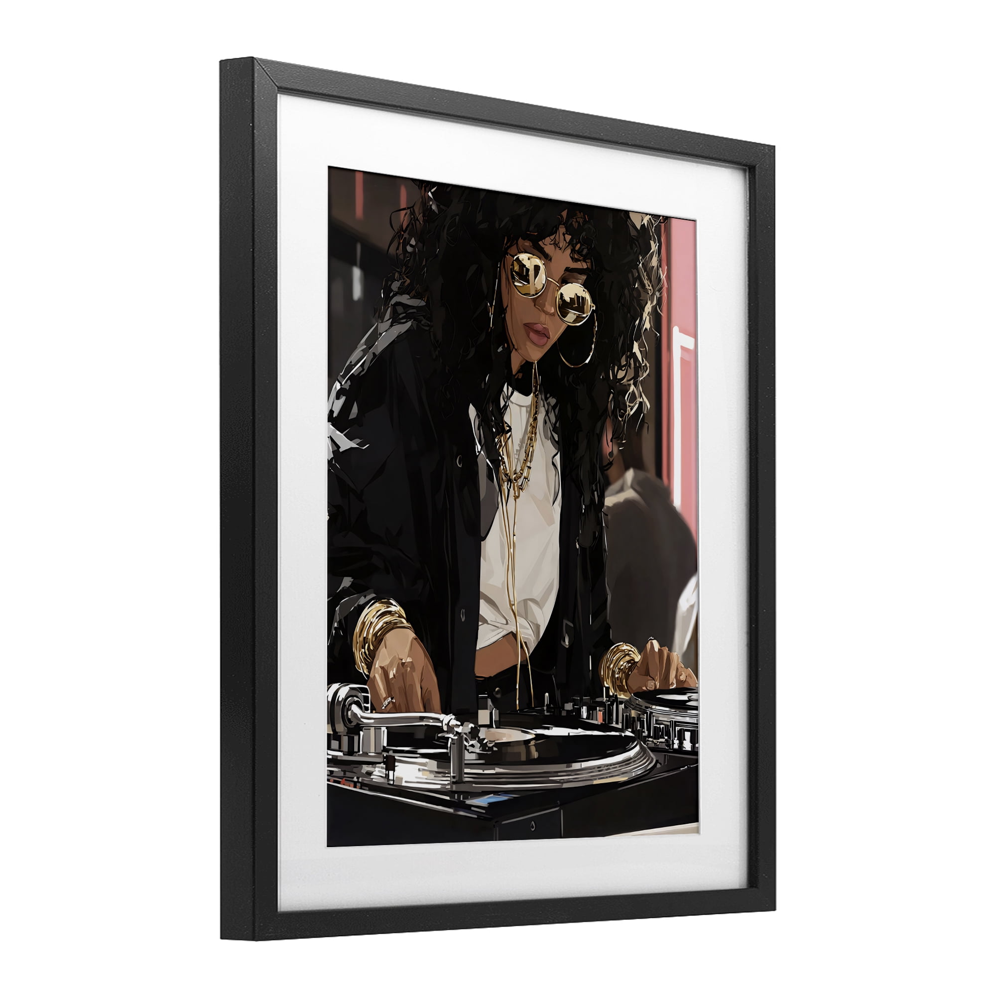 Stupell Industries DJ Focused On Turntables Black Framed Print Under Glass, design by Franklyn Gregory