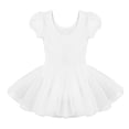 thumbnail image 4 of Lejafay Little Girls Shiny Rhinestones Neck Short Sleeve Ballet Leotard Tutu Skirts Lyrical Dance White 8, 4 of 7