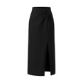 thumbnail image 3 of Wxolcjlv Womens Twist Front Midi Skirt High Waist Side Slit Slim Skirts, 3 of 6