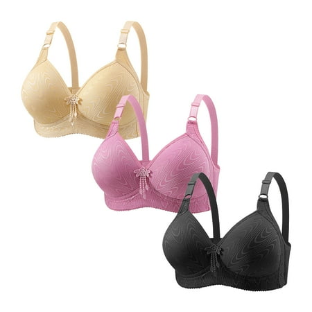 DondPO Bras for Women Bras For Women No Underwire Adjustable Bras Full Coverage Support Bralette Plus Size Everyday Bra Pack Of 3 Seamless Bras for Women Push Up Bra Gray L Clearance