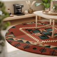 thumbnail image 3 of Round Rugs 4Ft, Orange Western Round Area Rug Washable Indoor Throw Carpet, Southwestern Geometric Ethnic Soft Non Slip Circle Rug for Kitchen Nursery Room Home Decor Aesthetic, 3 of 8