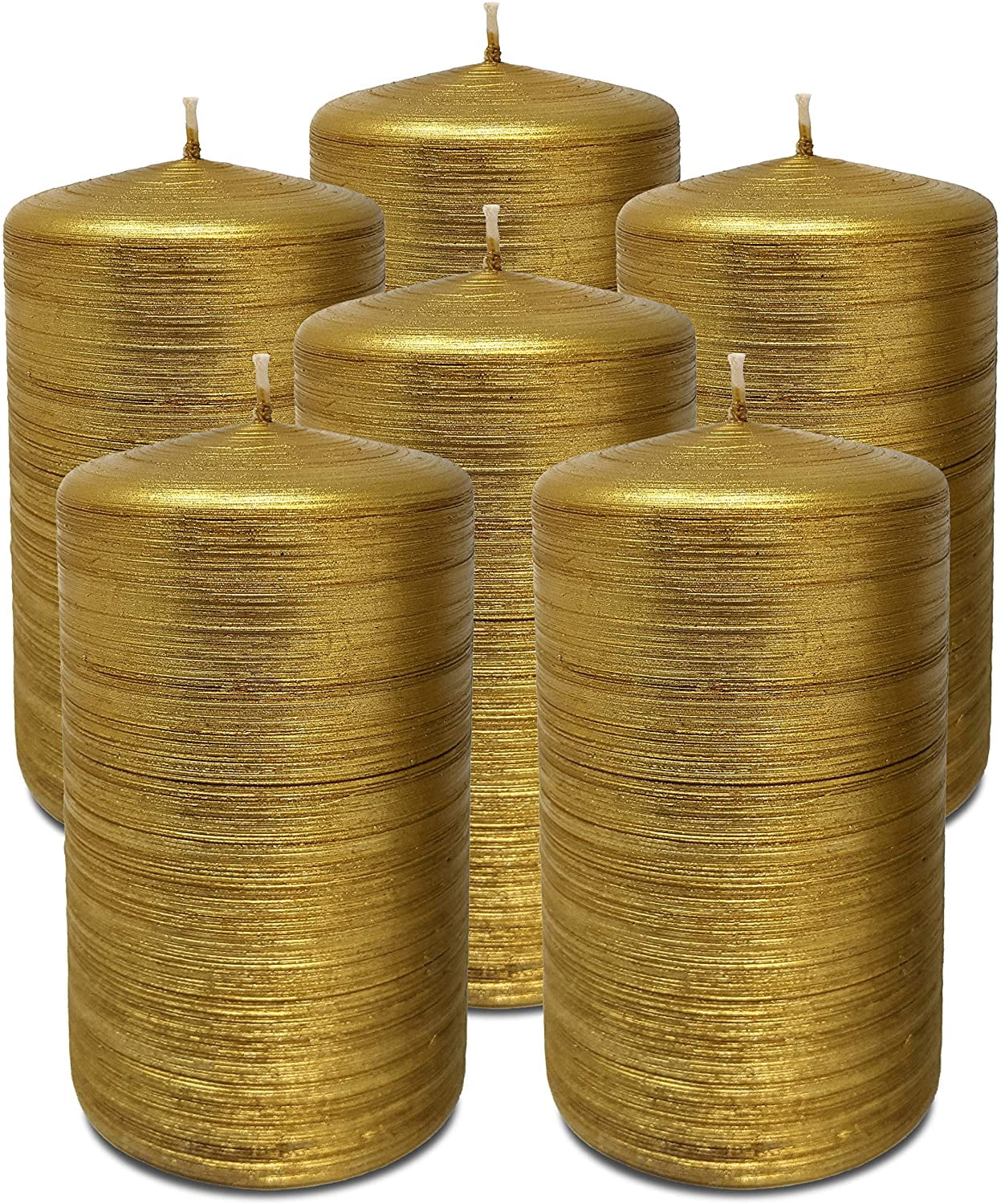 Hyoola, 2.4 x 4 inch Unscented Dripless Brushed Metallic Pillar Candles