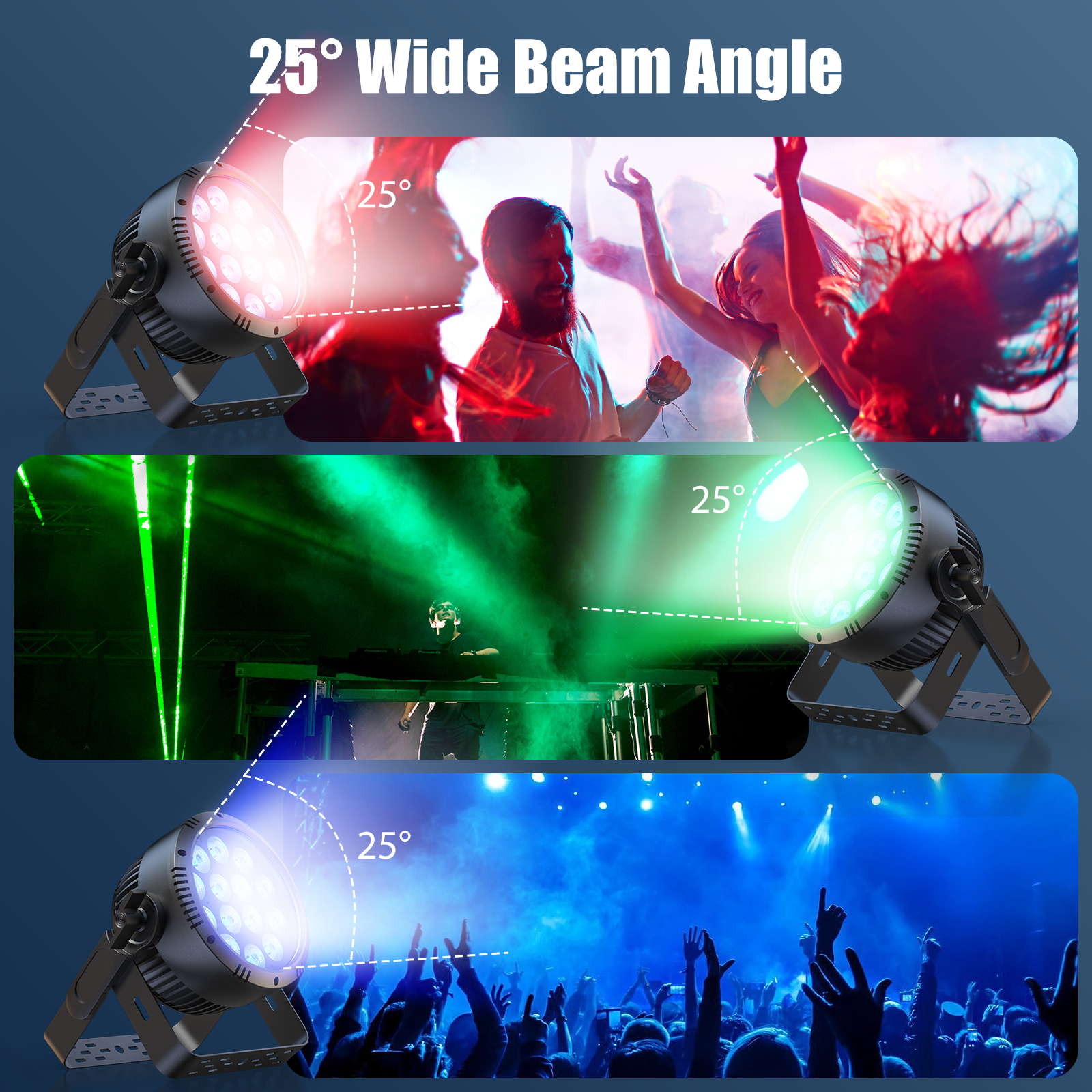Par Light IP65 Waterproof 14PCS RGBW 4-IN-1 LED Lighting Outdoor Stage Light DMX Party Strobe Effect DJ Light for Church Night Disco Club Wedding