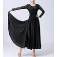 thumbnail image 2 of Lace Flowy Long Sleeve Velvet Ballroom Latin Dance Dresses With Godets, 2 of 8