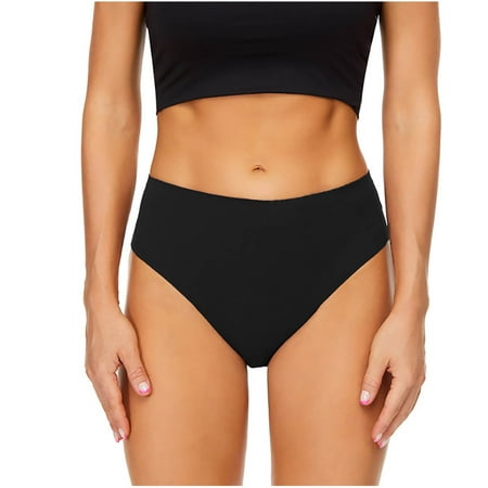 fatyb Womens High Waisted Bikini Panties Cotton Leakproof Underwear No Show High-Cut Briefs for Women