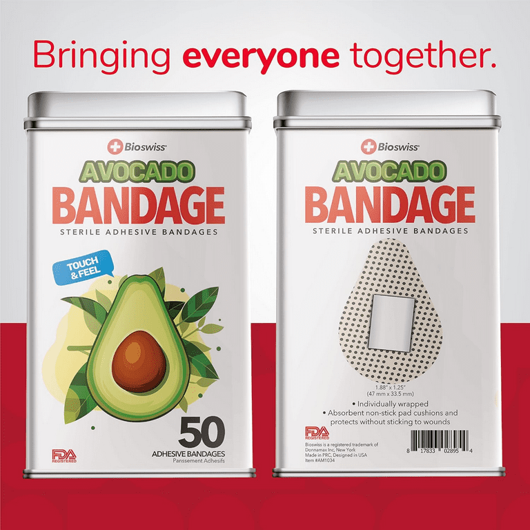 BioSwiss Avocado Shaped Bandages, Self Adhesive, Latex Free