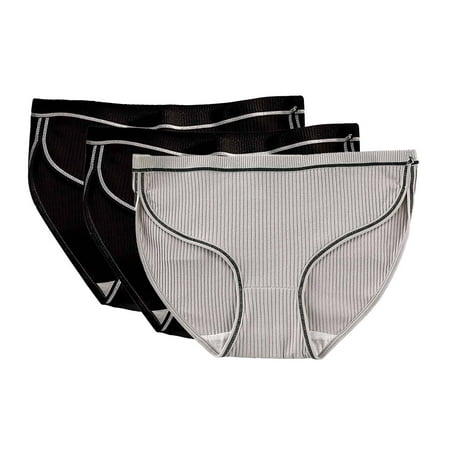HCURIBAD Cotton Underwear for Women  Clearance! Women s Mixed Panty Set of 3 Mid Waist Stretchy Soft Cotton Solid Color Breathable Panties  Seamless Panties  Soft Underwear  Women s Panties Beige L