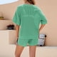 thumbnail image 5 of Jersey de punto hueco + Pantalones cortos Conjunto de pantalones cortos de cintura alta de mujer simple de 2 piezas FLhrweasw Nuevo, 5 of 9