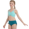 thumbnail image 5 of Girls Two Piece Criss Cross Bikini Bathing Suit Ribbed Crop Top Print High Cut Swim Bottoms for Teens 7-16, 5 of 8