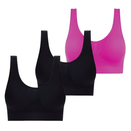 Crunowin Women s Traceless Bra 3 Pack  Push Up Wire Free Comfort Solid Color Everyday Underwear Hot Pink XXXXXXL