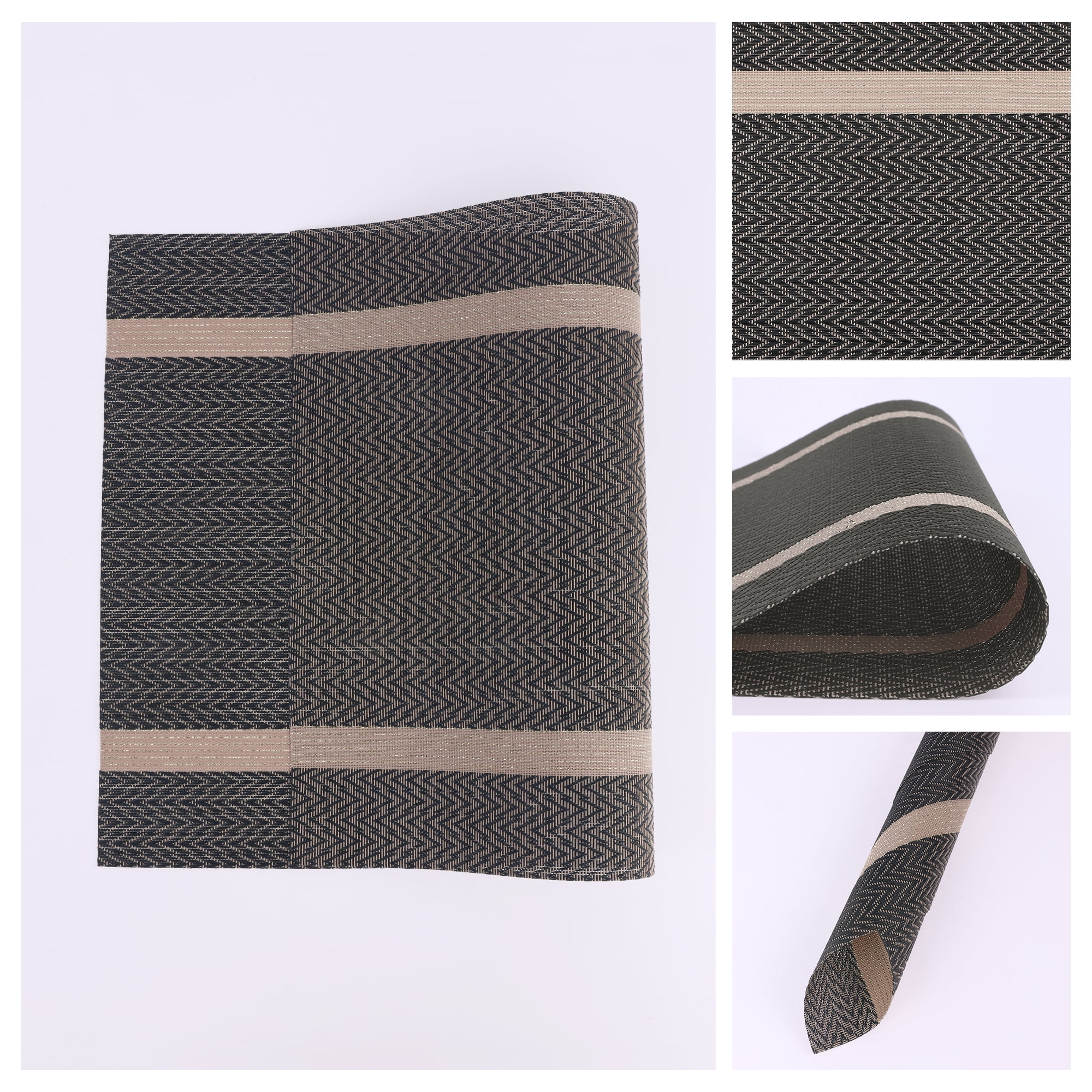 Unique Bargains Set of 8 Vinyl Placemats for Kitchen Washable Table Placemats Brown