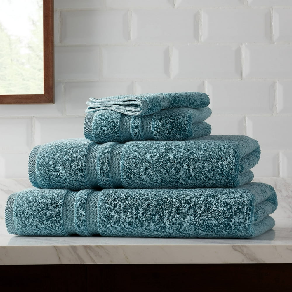 Hotel Style Turkish Cotton Bath Towel Collection, 6Piece Set, Teal
