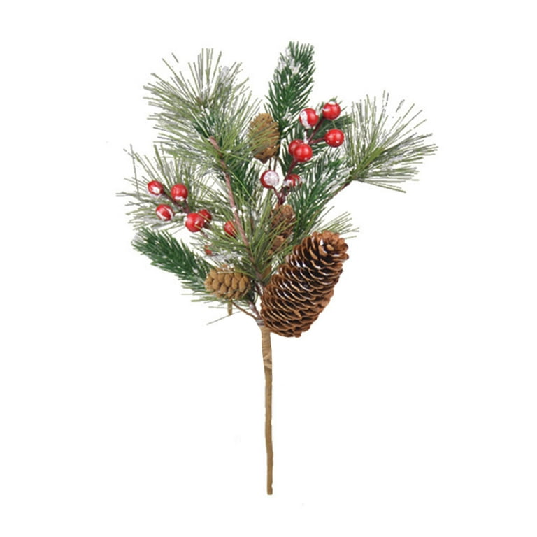 32CM 11 Inch Pine Snowy Artificial Holly Red Berry Pine Cone Picks Pine  Cones for Christmas Xmas craftsmanship Party Festive Home Decor