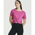 thumbnail image 2 of 5 Pack: Women's Short Sleeve Twist Front Crop Top Dry-Fit Athletic Crew Neck T-Shirt, 2 of 6