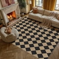 thumbnail image 4 of BERTHMEER Checkered 8'x10' Easy Jute Area Rug, Large Living Room Patio Rug Checkerboard Indoor Outdoor Carpet, Farmhouse Geometric Non Slip Black Carpet for Backyard Dining Room, 4 of 8