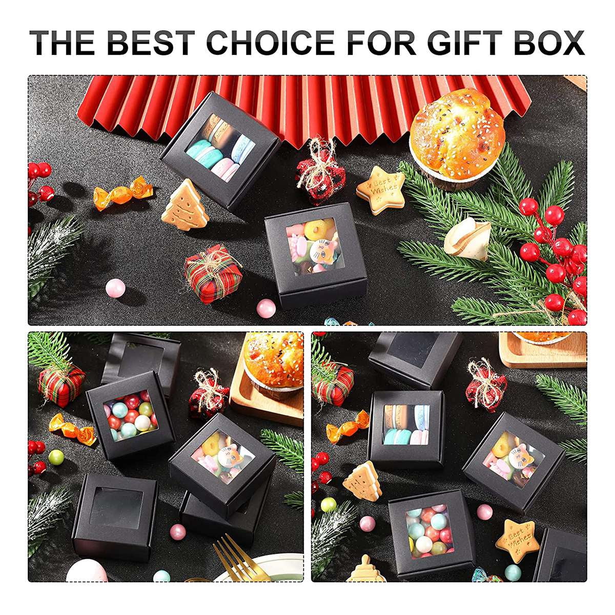 Buy 50 Pieces Mini Kraft Paper Box with Window Present Packaging Box ...