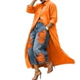 thumbnail image 3 of AHTJRT Women's Maxi Shirt Dresses Long Sleeve Lapel Button Down Plus Size Long Tunic Tops Causal Sun Proteciton Summer Beach Vacation Cover Ups Orange XXXXL, 3 of 10