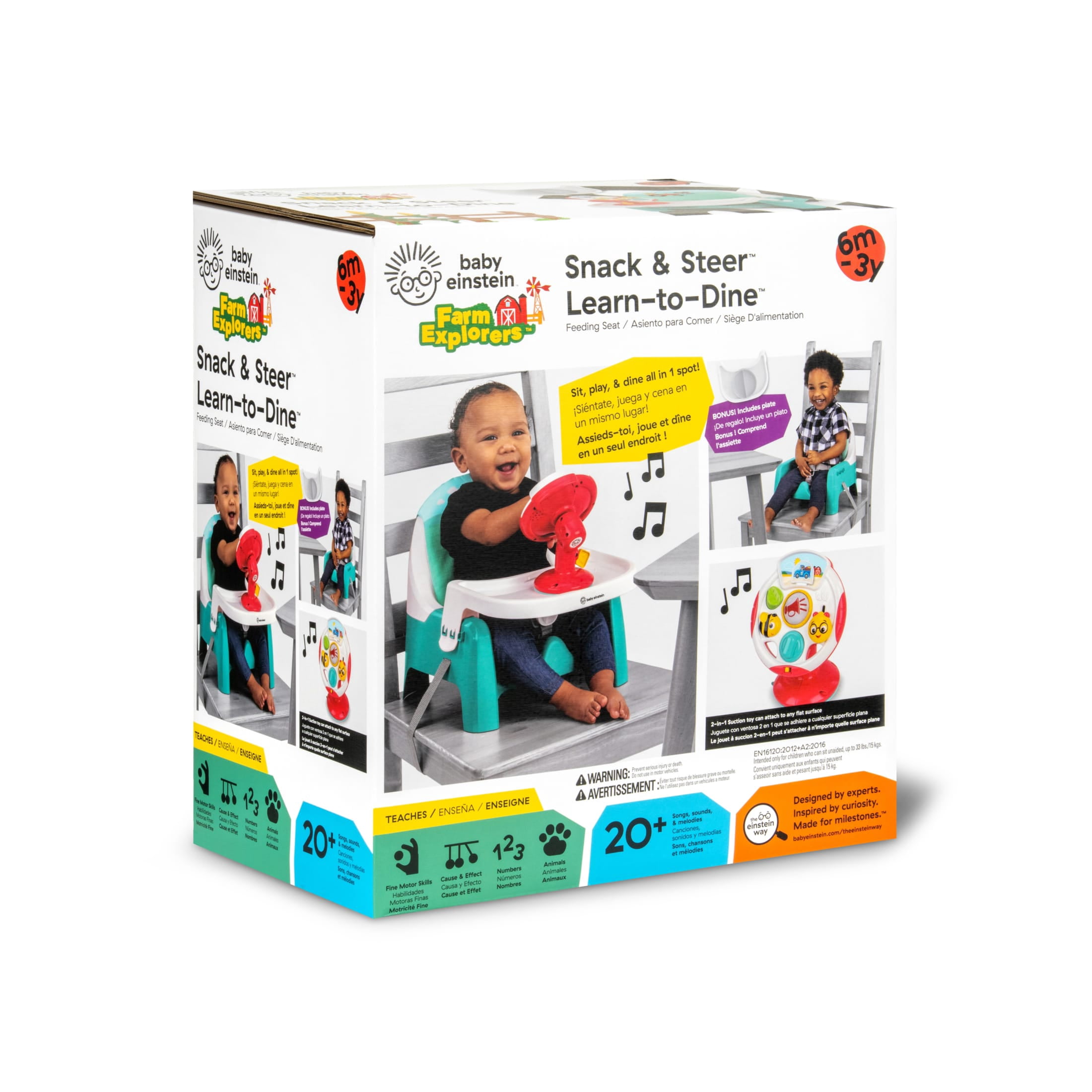 Baby Einstein Farm Explorers Snack & Steer 2 in 1 Feeding Seat, Ages 6-36 months