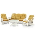 thumbnail image 2 of Malibu Lounge Three-Seater Sofa Natural Rattan Wicker Handmade Design with Light Brown Cushions, White Color, 2 of 6
