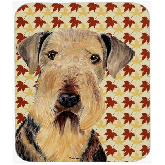 Airedale Fall Leaves Portrait Mouse Pad, Hot Pad or Trivet