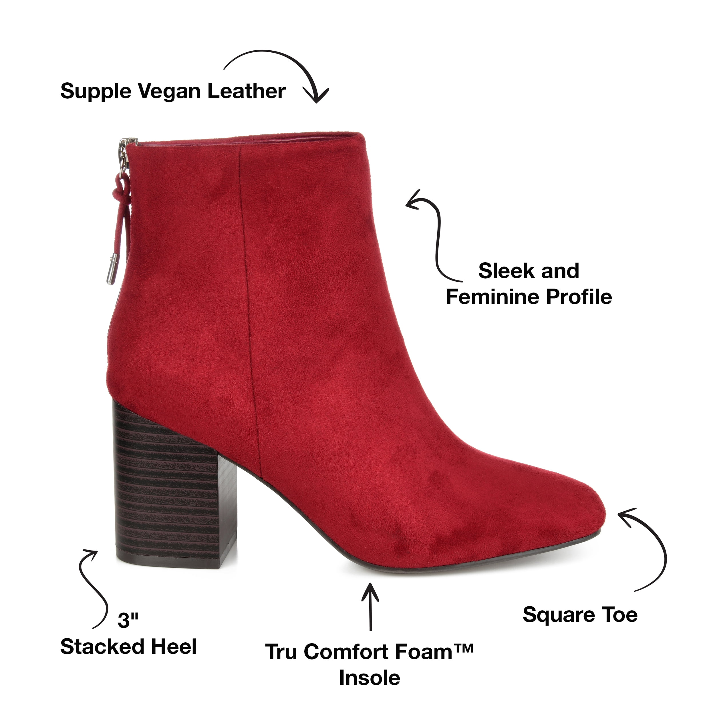Journee Womens Audrina Back Heel Zip Stacked Heel Booties