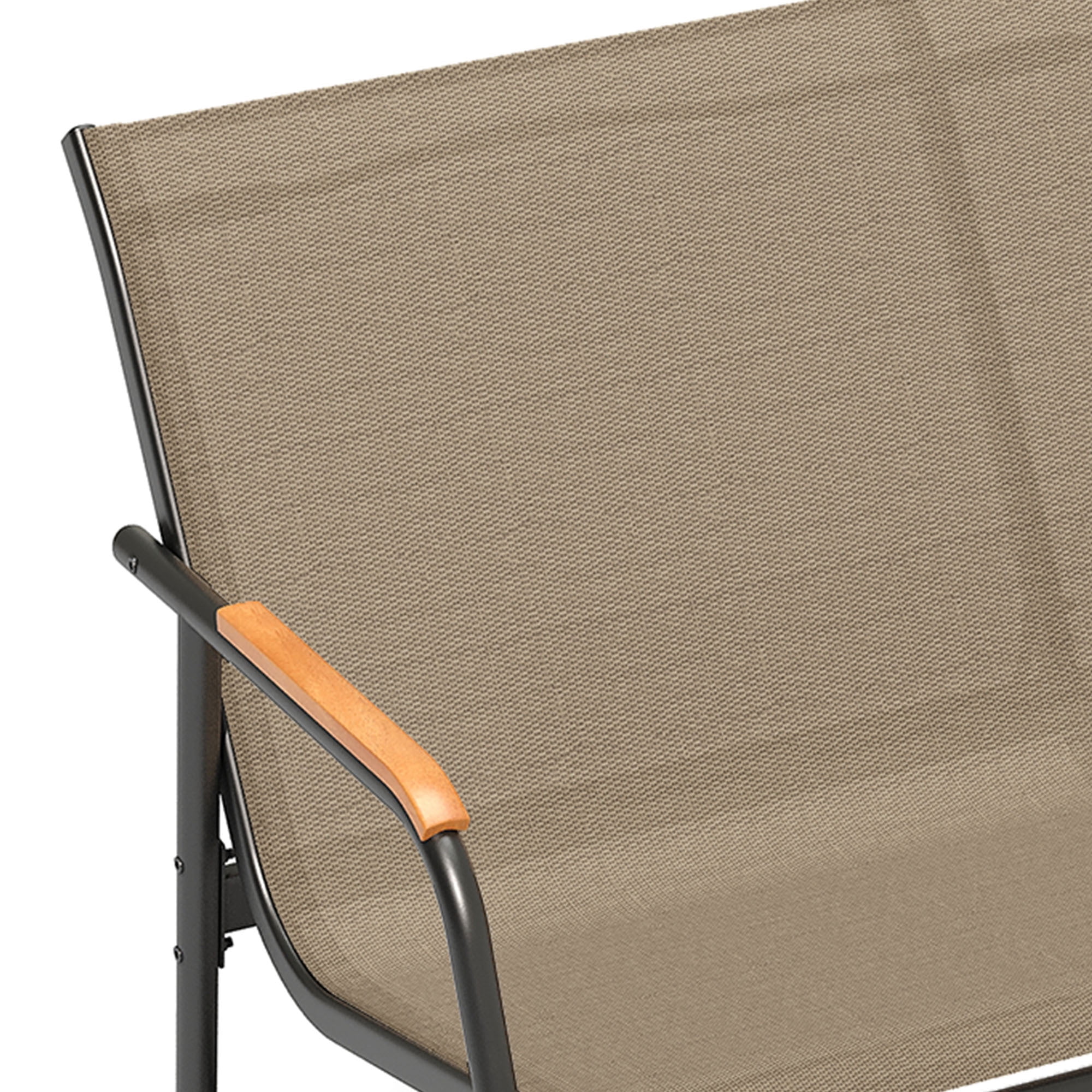 Uforic 3-Seat Patio Glider Bench, Outdoor Porch Swing with Breathable Textilene Mesh Fabric, Brown