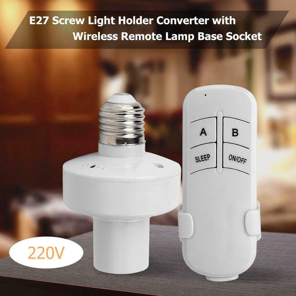 E27 BULB BASE LAMP LIGHT SOCKET ADAPTER WITH HAND REMOTE NO WIRING CONTROLLED C 