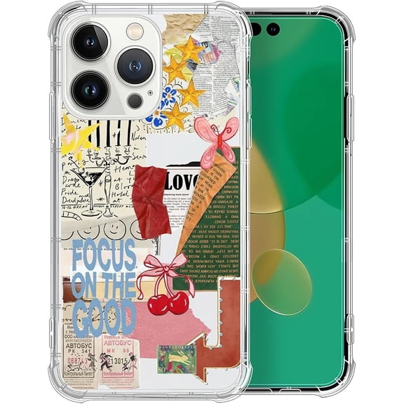 Case for iPhone 14 Pro Max, Drop Protection Slim Fit Clear Phone Cover TPU Shockproof Scratch-Resistant Design-Newspaper Collage