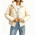 thumbnail image 2 of Stichou Women's Down Jacket Lightweight Long Sleeve Water-Resistant Down Coat with Stand Collar for Winter White XL, 2 of 4