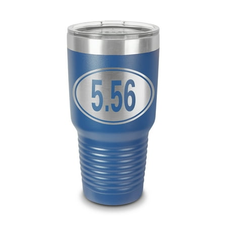 

Oval 5.56 Tumbler 30 oz - Laser Engraved w/ Clear Lid - Stainless Steel - Vacuum Insulated - Double Walled - Travel Mug - euro nato 562 - Blue