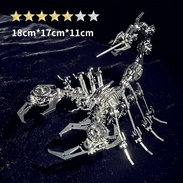 Modelo de ensamblaje de metal 3D de Scorpion King, color monstruo de acero, ensamblaje mecánico, rompecabezas hecho a mano, juguete de alta dificultad