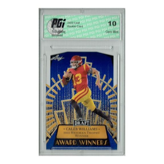 Caleb Williams 2023 Leaf Football #14 Blue SP Award Winners Rookie Card PGI 10