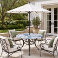 thumbnail image 2 of Round Outdoor Tablecloth with Umbrella Hole and Zipper, Navy Blue Conch Tablecloth with Elastic Waterproof, Coastal Summer Ocean Nautical Patio Table Covers for 45" - 54" Picnic Pool Tables, 2 of 9